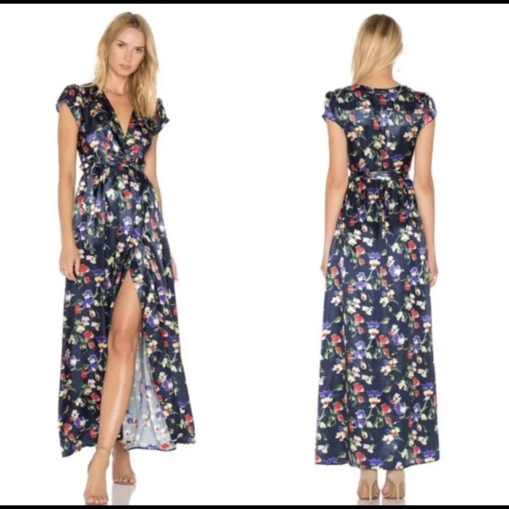 Tularosa Sid Wrap Floral maxi Dress in Armada XS